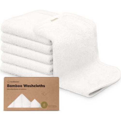 6pk Deluxe Organic Baby Washcloths for Newborn, White - KeaBabies