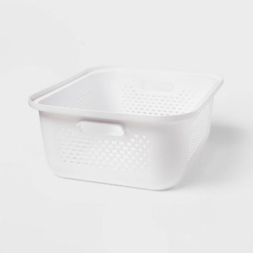 Small Decorative Plastic Bin with Cutout Handles Black - Brightroom™: Storage, 13.9L, 13" Cube Compatible