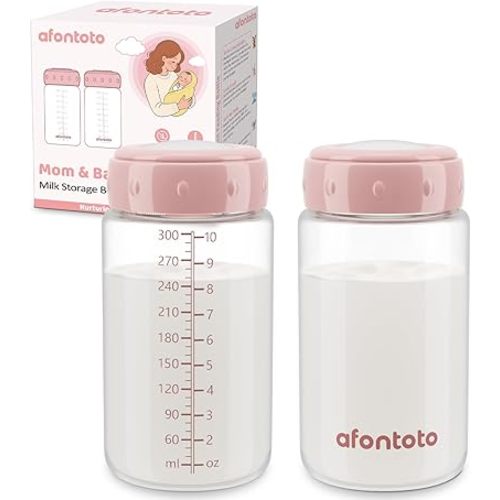 2PCS Breastmilk Storage Bottle, BPA Free Wide-Neck Spectra Bottles for Pumping, Storage Collection Baby Bottles for Fridge & Momcozy Breast Milk Cooler, Breastfeeding Bottle, 10 oz