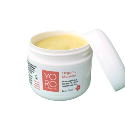 Organic Manuka Skin Soothing Cream for Sensitive Dry Skin, Itch Control, Rosacea, Honey Eczema Relief, Natural Psoriasis Moisturizer & Dyshidrotic Eczema Balm for Face and Body (2 OZ)