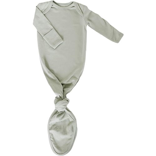 Marlowe & Co Organic Cotton Knotted Newborn Baby Gown, Soft Knotted Sleeper Gown for Baby Boy and Girl - Mint Sage - 0-3 Months