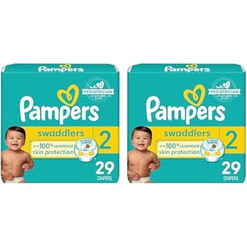 Pampers Swaddlers Diapers - Size 2, 29 Count, Ultra Soft Disposable Baby Diapers (Pack of 2)