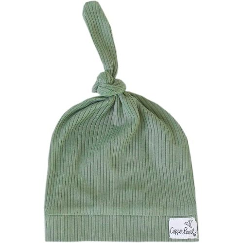 Copper Pearl Baby Beanie Hat Top Knot Stretchy Soft Clover
