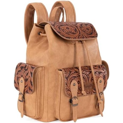 Montana West x Wrangler Backpack Purse for Women Men Western Backpack Floral Tooled Travel Bags