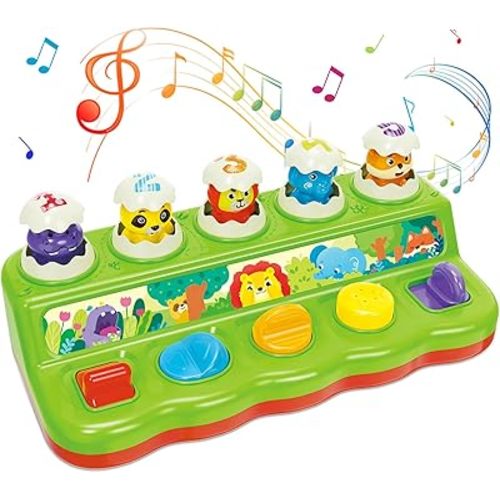 Easter Baby Toys 6 to 12 Months, Musical Pop-Up Cause and Effect Toy with Light & Music for 12-18 Months, Learning Educational Infant Toys, Basket Stuffers, Baby Easter Gifts