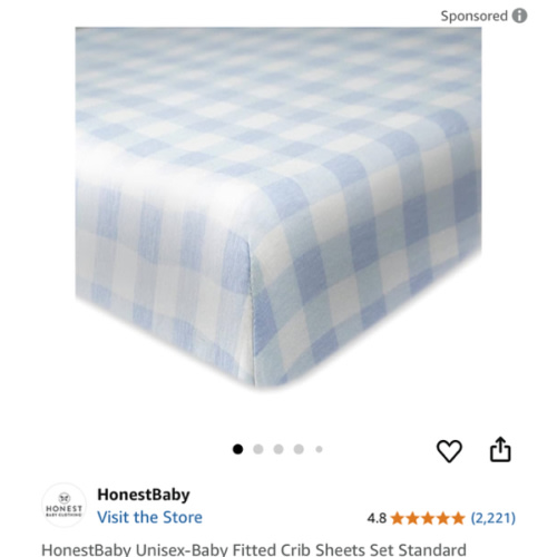 HonestBaby Unisex-Baby Fitted Crib Sheets Set Standard Mattress, 100% Organic Cotton Baby Boys, Girls, Neutral, 1 Pack - Peach Skin Painted Buffalo Check, One Size