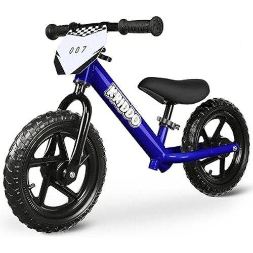 KRIDDO Toddler Balance Bike 2 Year Old, Age 18 Months to 5 Years Old, 12 Inch Push Bicycle with Customize Plate (3 Sets of Stickers Included), Steady Balancing, Gift Bike for 2-3 Boys Girls, Blue