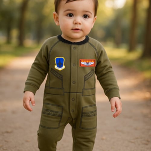 Baby Flight Suit Crawler w Patches