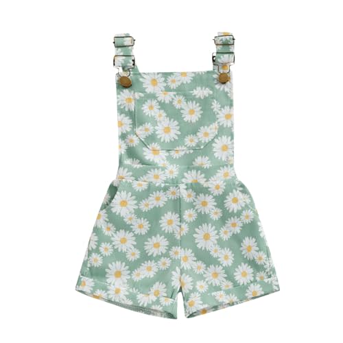 Ayalinggo Toddler Baby Girl Sunflower Print Overalls Shorts with Pocket Suspender Trousers Cute Summer Clothing Outfit