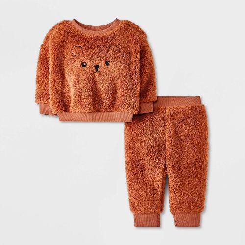 Baby Bear Shearling Top & Bottom Set - Cat & Jack™ Brown 6-9m