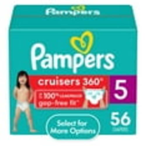 Pampers Cruisers Disposable 360 Active Infant Diapers Size 5, 56 Count with Leakproof Fit
