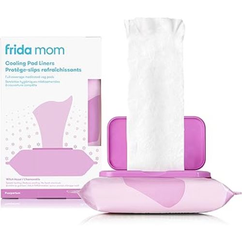 Frida Mom Witch Hazel Perineal Cooling Pad Liners for Postpartum Care, Hospital Bag Essentials for Pain Relief After Birth, Full-Length Medicated Cooling Pad Liners (24ct)