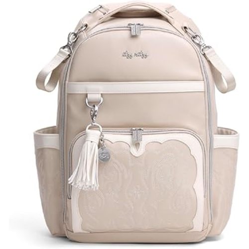 Itzy Ritzy Diaper Bag Backpack – Large Capacity Boss Plus Baby Backpack Diaper Bag Featuring 19 Pockets, Changing Pad, Stroller Clips, and Comfortable Backpack Straps, Oat
