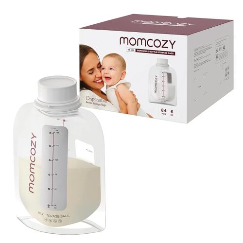 Momcozy Direct-to-Feed Breastmilk Storage Bag, Twist Cap & Transfer-Free Milk Freezer Storage Pouches, Easy Storing, Freezing, Heating & Feeding, Breastfeeding Essentials Kit, 6 OZ, 84 PCS