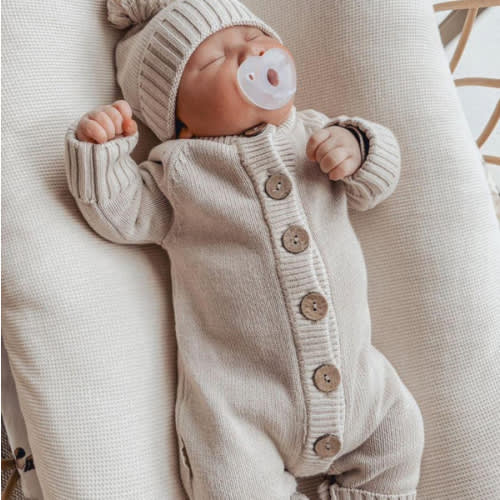 3 Little Crowns Knit Jumpsuit - Mushroom