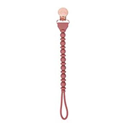 Amazon.com : Itzy Ritzy Silicone Pacifier Clip; 100% Silicone Pacifier Strap with Clip Keeps Pacifiers, Teethers & Small Toys in Place; Features One-Piece Beaded Design & Silicone Cord, Rosewood + Rose Gold Clip : Baby