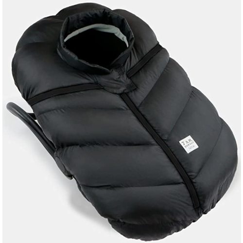 7AM Enfant Car Seat Covers - Cocoon Baby Cover for Boys & Girls, Rain & Snow Repellent, Breathable Windproof, Center Zipper, Universal Fit for Infant Car Seat (0-12M) - Black