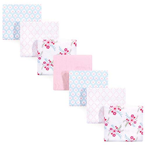 Luvable Friends Unisex Baby Cotton Flannel Receiving Blankets, Floral 7-Pack, One Size