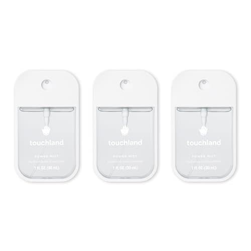 Touchland Power Mist Hydrating Hand Sanitizer Spray, DYE FREE Trio Set (Rainwater, Unscented, Beach Coco), 1 FL. OZ. Travel Size (Set of 3)