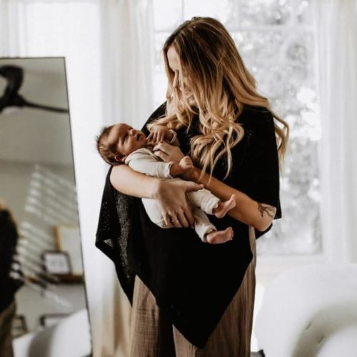 We are Amma | The Cocoon™ - Newborn Essentials Must Haves: Nursing Cover for Breast Feeding Essentials | Nursing Sweater Used as Breastfeeding Cover (Black, One Size)