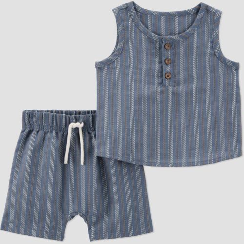Carter's Just One You® Baby Boys' Striped Tank & Shorts Set - Blue 12M