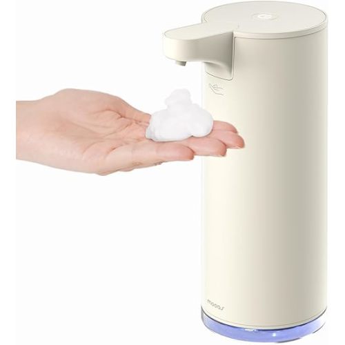 Mooas Automatic Foaming Soap Dispenser - Pure & Clean, Stainless Metal Rechargeable Electric Sensor, Touchless Dish Soap Dispenser for Kitchen & Bathroom, Commercial 9.4oz (Ivory)