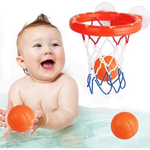 Addmos Baby Bath Toys, Fun Basketball Hoop & Balls Set Bathtub Toys for Boys Girls Kid & Toddler Bath Toys Gift Set 3 Balls Included