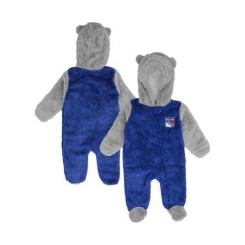 Newborn and Infant Boys and Girls Blue New York Rangers Game Nap Teddy Fleece Bunting Full-Zip Sleeper