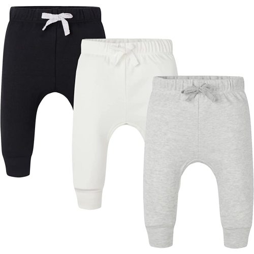 Baby 3 Pack Flexy Pants and Leggings, Infant Boys Girls Tapered Ankle Jogger Pants