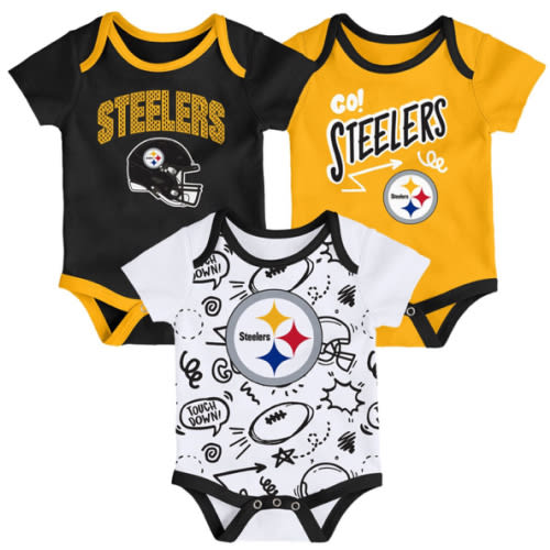 Pittsburgh Steelers Newborn All Day Play 3 Pack Creeper Set