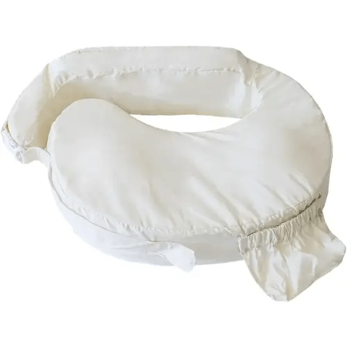 My Brest Friend Deluxe Organic Nursing Pillow 100% Organic Cotton Slipcover Ergonomic Breastfeeding Pillows Supports Both Mom and Baby Breastfeeding Essentials Handy Side Pocket Cream