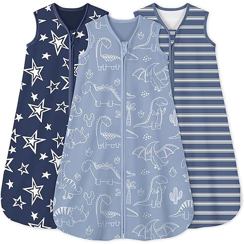 Yoofoss Baby Sleep Sack 0-6 Months 0.5 Tog Wearable Blanket for Baby, 3 Pack 100% Organic Cotton Infant Toddler Sleeping Sack 2-Way Zipper Lightweight Sleep Sack