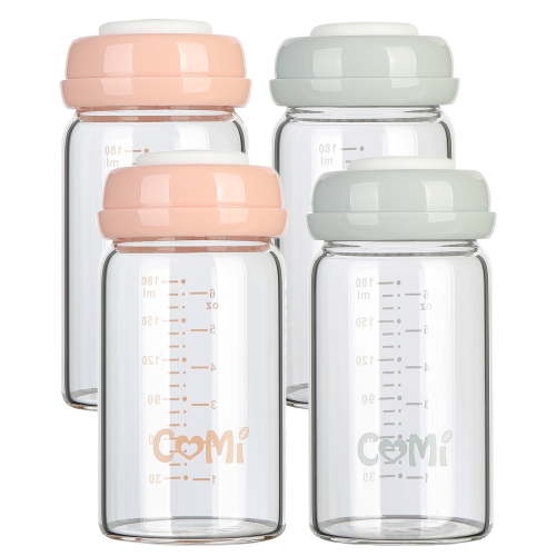 Wide Neck Baby Bottle,Glass Breastmilk Storage Pump Bottles,6oz,BPA Free,4PCS