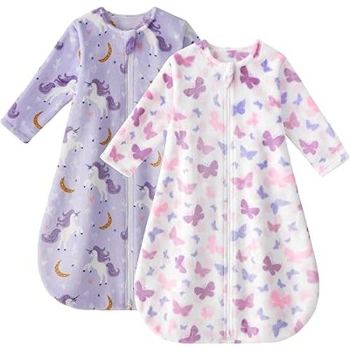 Yoofoss Baby Sleep Sack 0-6 Months, Long Sleeve Sleep Sack 1.5 Tog, Fleece Baby Wearable Blanket with 2-Way Zipper, Soft Warm