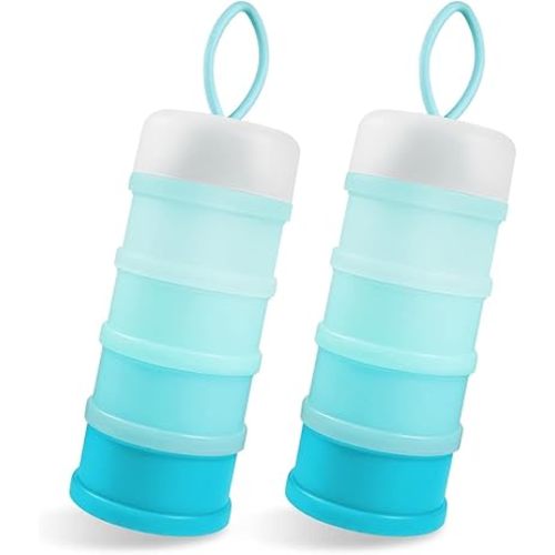 2 Pack Baby Formula Dispenser on The Go, Portable Formula Container to Go, Non-Spill Stackable BPA Free Baby & Kids Snack Containers - Blue