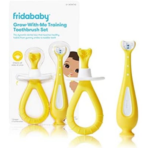 Grow-with-Me Training Toothbrush Set | Infant to Toddler Toothbrush Oral Care for Sensitive Gums by Frida Baby - Grow-with-Me Training Toothbrush Set (6M+)
