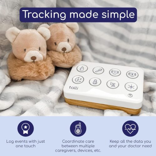 Talli Daily One-Touch Baby Tracker - Baby Monitor to Log Feedings, Diapers, Sleep & More - Electronic Journal Links to Mobile App for Real-Time Baby Monitoring & Tracking - Alexa Compatible
