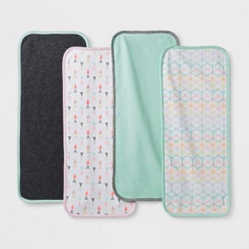 Baby Girls' Geo Bright 4pk Burp Cloth Set - Cloud Island™ Mint