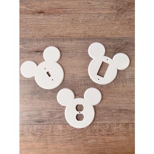 Disney Outlet Cover / Switch Plate Mickey Head Icon | Duplex - Toggle - Rocker | 3D Printed Outlet Cover | Custom Colors & Sizes Available
