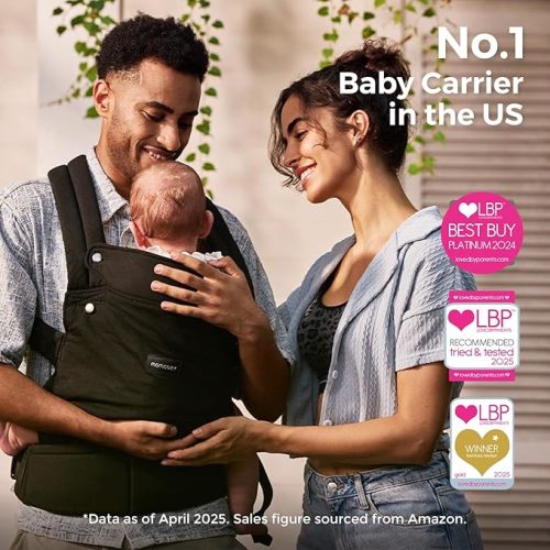 Momcozy Baby Carrier - Ergonomic, Cozy and Lightweight Carrier for 3-24 Months, Effortless to Put On, Ideal for Hands-Free Parenting, Enhanced Lumbar Support, Purehug for Infant to Toddler, Black