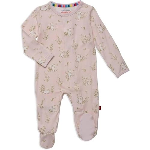 Magnetic Me Girls Modal Magnetic Baby Footie Pajamas | Silky Soft Modal Fabric | Baby Sleepers Available Sizes PRE - 24M