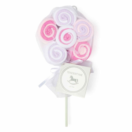 Tendertyme 12 Pack Lollipop Washcloth: Pink