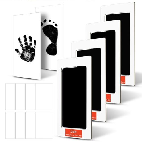Outus 14 Pcs Paw Print Kit for Dogs No Mess Ink Pad Pet Memorial Newborn Footprint Impression Kit for Pets 4 Inkless Pads with 10 Blank Cards(7 x 5 Inch, Black)