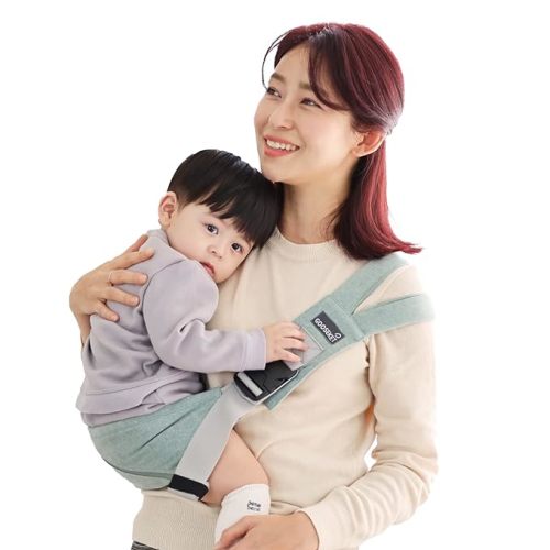 GOOSEKET Toddler Sling/Original/Cotton Baby Carrier/Compact hipseat/Infants to 44 lbs Toddlers/Sleep (Mint)
