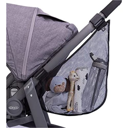 J.L. Childress Side Sling Stroller Storage Accessory - Universal Stroller Organizer - Mesh Cargo Net for Stroller Storage - Non-Slip, Adjustable Straps - Black