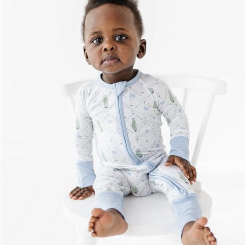 Dressed to the Tee Convertible Footies- Blue | Kiki + Lulu
