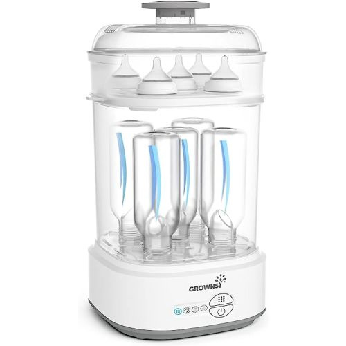 GROWNSY Bottle Sterilizer and Dryer, Compact Electric Steam Baby Bottle Sterilizer (Esterilizador de Biberones), Bottle Sanitizer for Baby Bottles, Pacifiers, Pump Parts