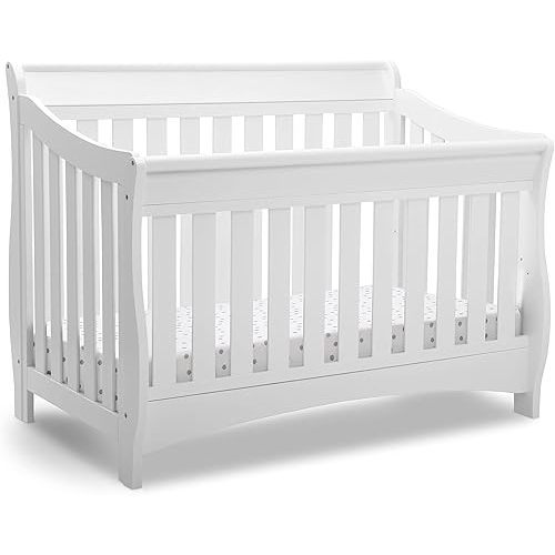Delta Children Bentley S Series 4-in-1 Convertible Baby Crib, White