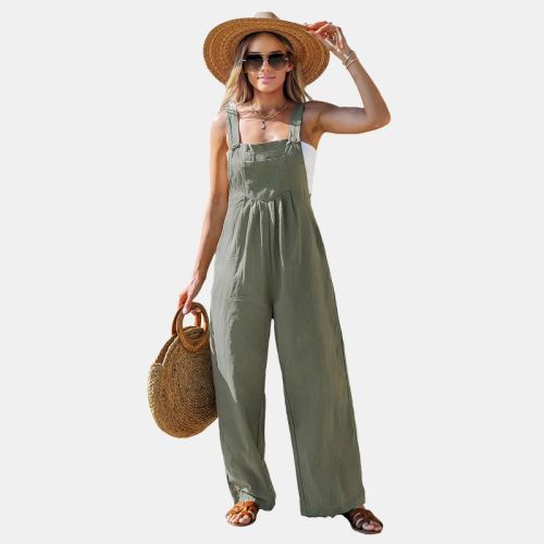 Women's Straight Leg Front Pocket Jumpsuit - Cupshe-l-green