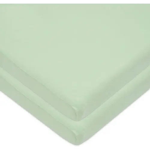 American Baby Company 15" x 33" Fitted Bassinet Sheet, 100% Natural Cotton Jersey Knit, Celery, Soft Breathable, for Boys and Girls, Pack of 2